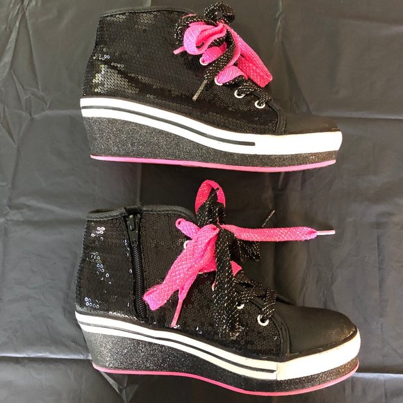 Sequined Wedged Sneakers - Picture 1 of 5